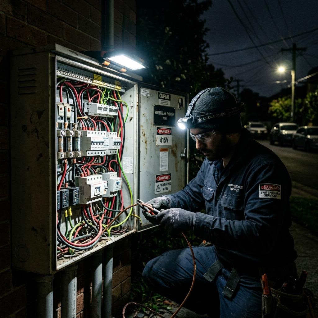 Electrician at night